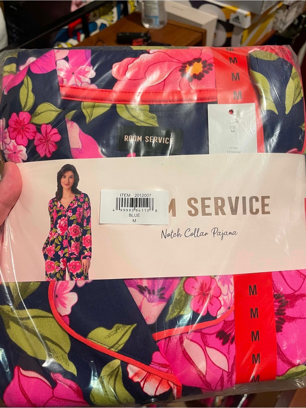 Room Service Women’s Navy Floral Notch Collar Pajama Set - Pink Floral